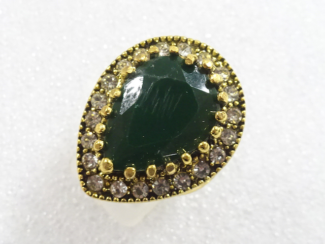 JAPANESE KIMONO / ANTIQUE COLORED STONE RING (SIZE 18)